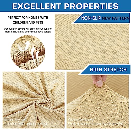 XINEAGE 2025 New 3 Pieces Couch Covers for 2 Extra Large Cushion Sofa Super Stretch Sofa Cover for 2 Large Seat Cushion Universal Loveseat Slip Cover for Living Room (Beige), 71"-91"(2 Cushions)