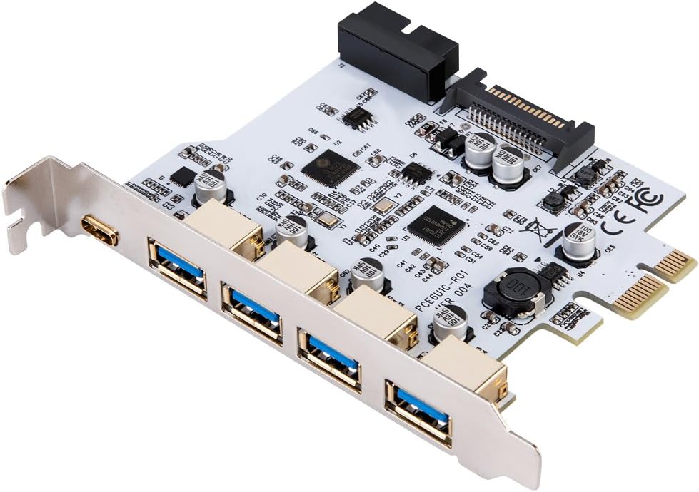 EXPLOMOS PCIE to Type C USB 3.0 Express Card with 15 PIN Power Connector and USB 3.0 Internal 19PIN Connector