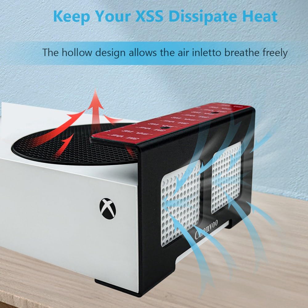 Soporte universal de aluminio para debajo del escritorio sin taladrar para Xbox Series S, Xbox One S/X, Xbox 360, PS4 Slim/Pro, mini PC de escritorio con adhesivo (negro)