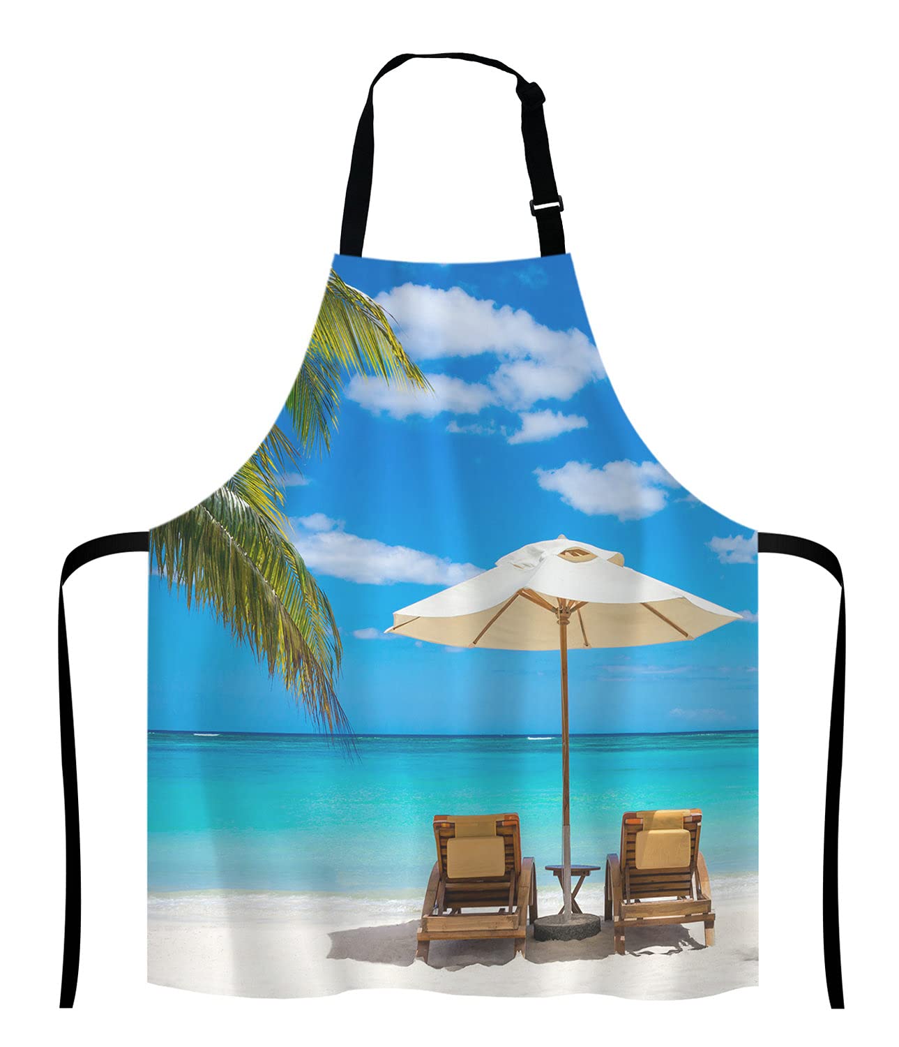 Delantal de playa blanca idílica frente al mar tropical turquesa para el hogar de la cocina a prueba de agua para hornear jardinería para mujeres y hombres