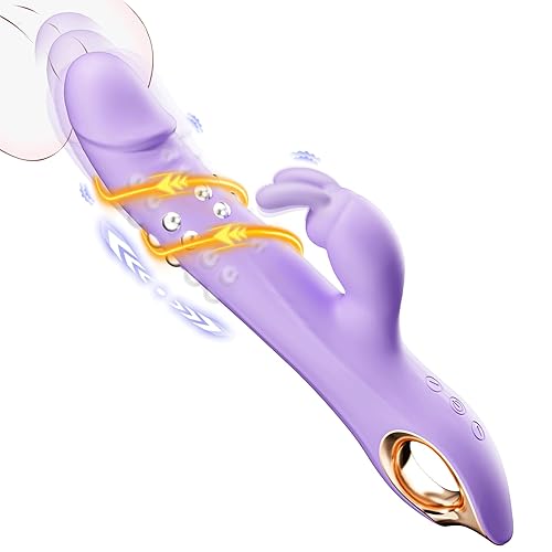 Rabbit Vibrator Sex Toys for Women - Thrusting Vibrator Dildo Adult Toy with Revolving Beads 5 Thrusting & 20 Vibration Modes for Clitoral Anal Stimulation,G Spot Vibrator Sex Toys for Women Couples
