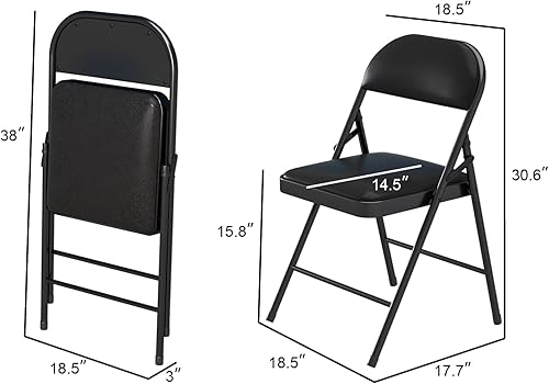 Miniatura 3 de Sillas plegables con asientos acolchados, sillas plegables portátiles con marco de acero para el hogar y la oficina, eventos de fiesta de boda,