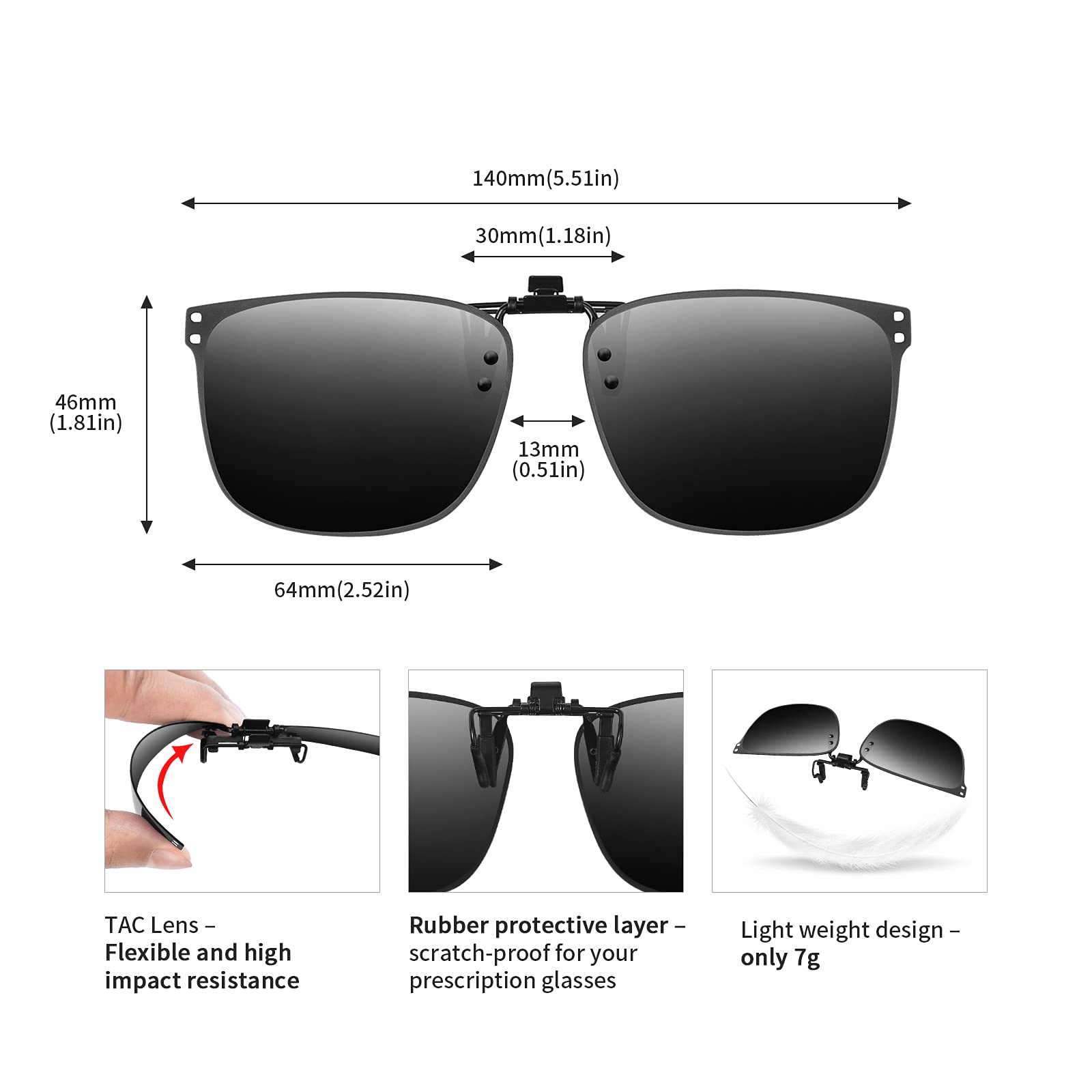 Sonnenbrille zum Anklippen, polarisiert, blendfrei, UV-Schutz, für Damen und Herren