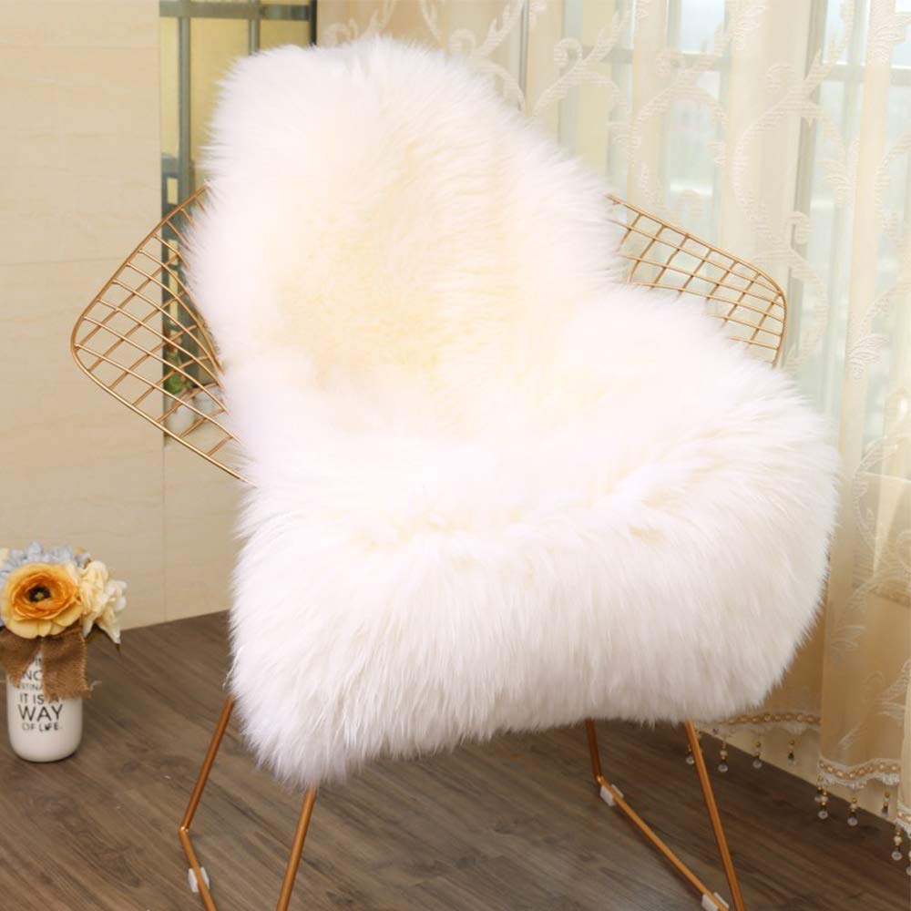 GueTTO Peau De Mouton Synthétique, Tapis en Peau De Mouton Synthétique,Cozy Sensation comme Véritable Laine Tapis en Fourrure Synthétique, Man Made Laine Tapis De Canapé Coussin,B,60x100cm