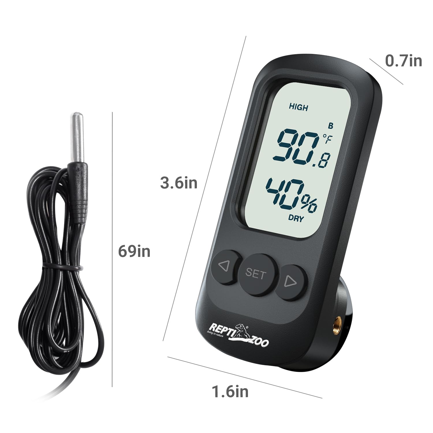Amazon.co.jp: REPTI ZOO 爬虫類温度計 湿度計 デジタルアラーム 温