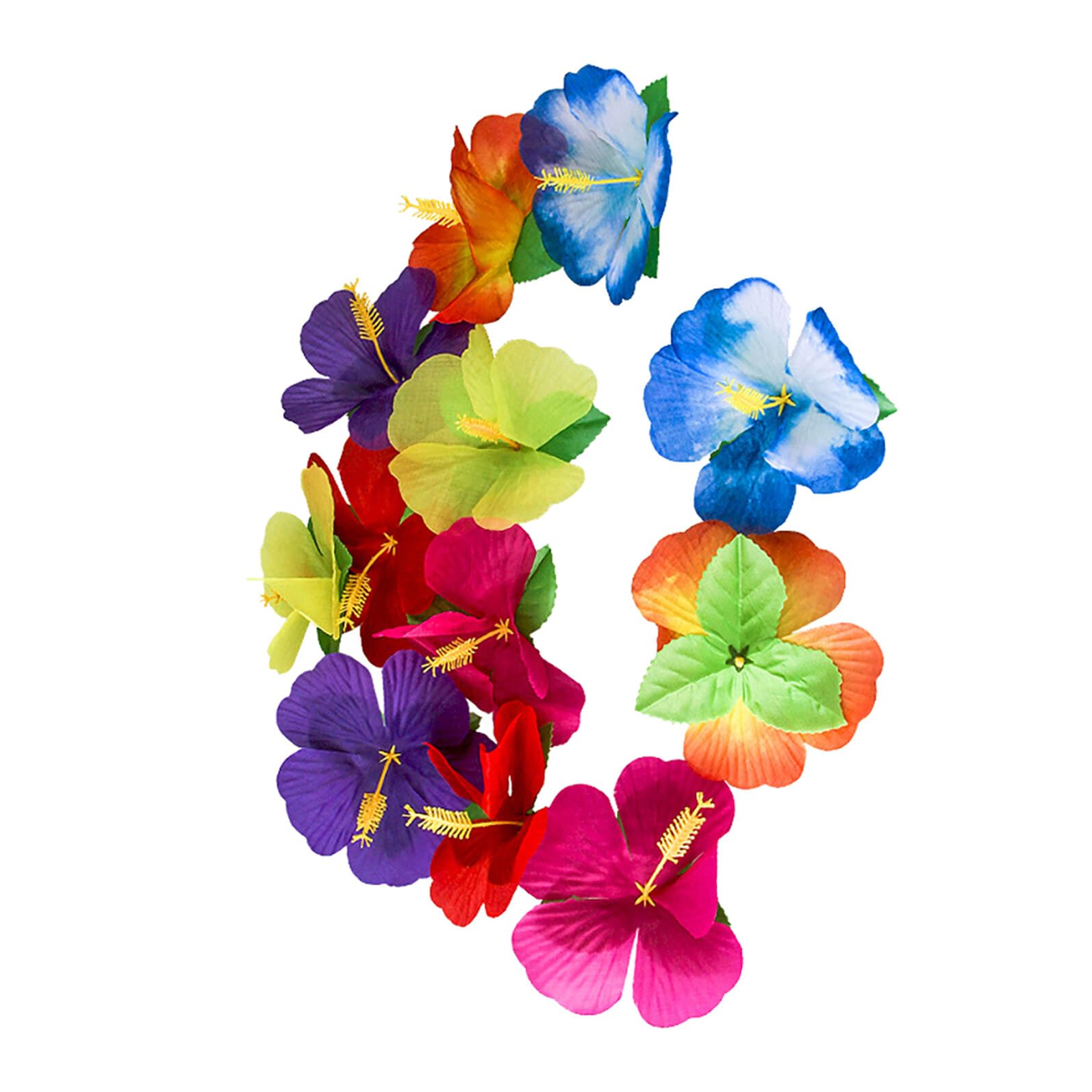 Tofficu 72 Stück Künstliche Tropische Blumen mit Blütenköpfen für Bastelarbeiten und Hawaii Kunstblumen als Sommerfest Dekoration und Fotorequisiten aus Stoff Zufällige Farbe