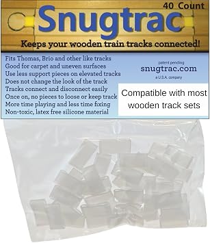 Sure Trac Wooden Train Track Fasteners for Wooden Railroad Set | Holds Wood Tracks Together | Set Accessories | Train Table Toddler Train Set Track Supports | for Wood Train Table |40ct