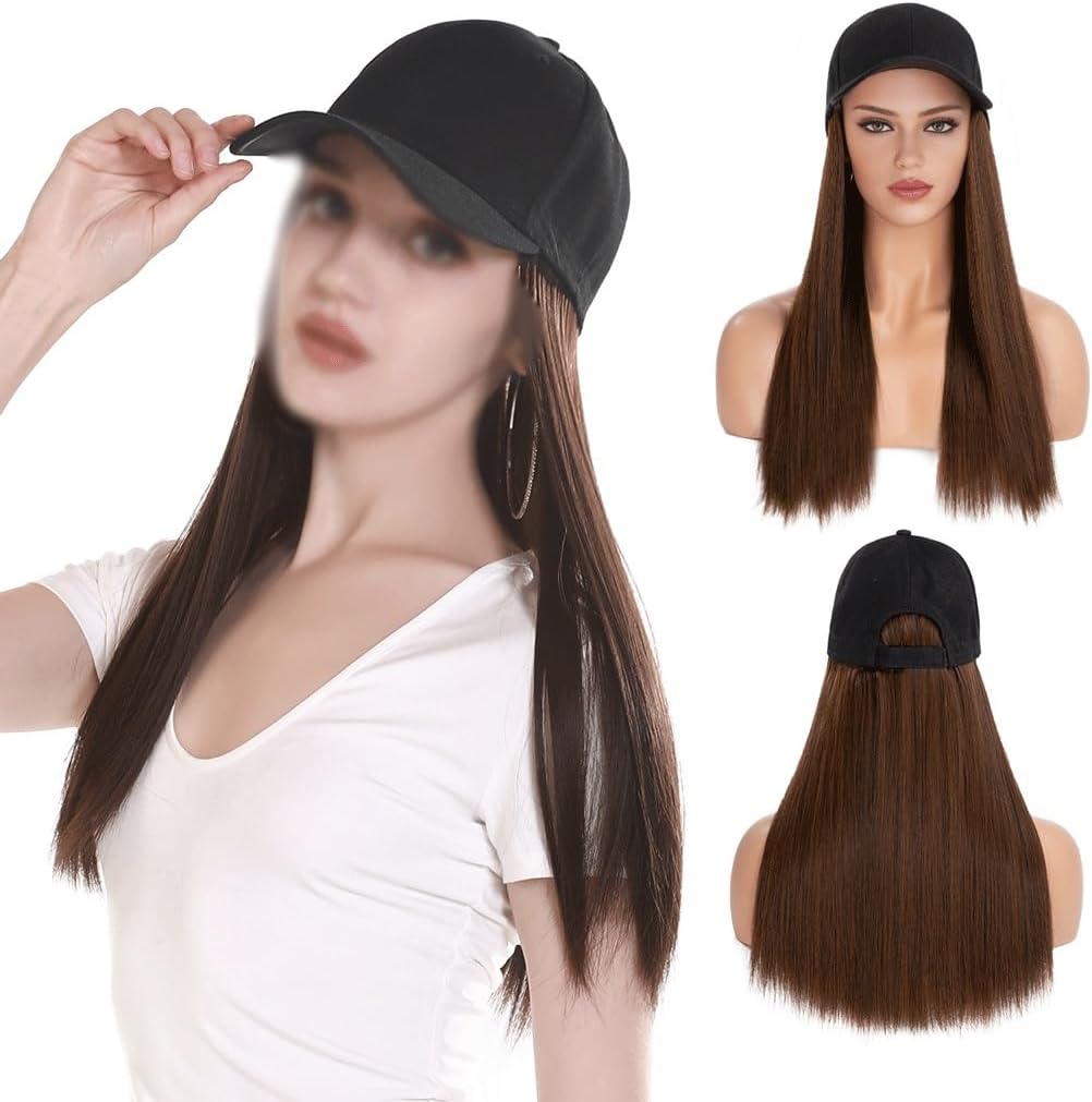 Wig Cap Ladies Hat Wig Fashion Breathable Baseball Cap Long Straight Hair Wig Ladies Fashion Wig Cap Hair Extension Cap (Color : 02)