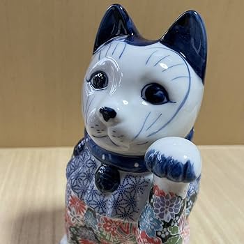 【瀬戸焼】友禅磁器招き猫　小　(左右セット) 楽天市場】招き猫 l 染錦唐草 小 右手 左手 2点セット 瀬戸焼