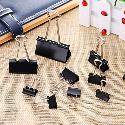 120Pcs Paper Binder Clips 6 Assorted Sizes,Jumbo, Large, Medium, Small, Mini and Micro Paper Clamps School Binder Clips with Plastic Box image 3