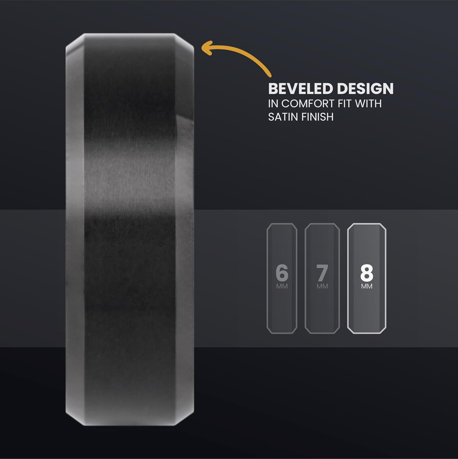 Manly Bands: Mens Black Plated Tungsten and Black Zirconium Wedding Bands and Rings - Comfort Fit and Stylish Black Rings for Men, Free Silicone Ring Included - Image 6