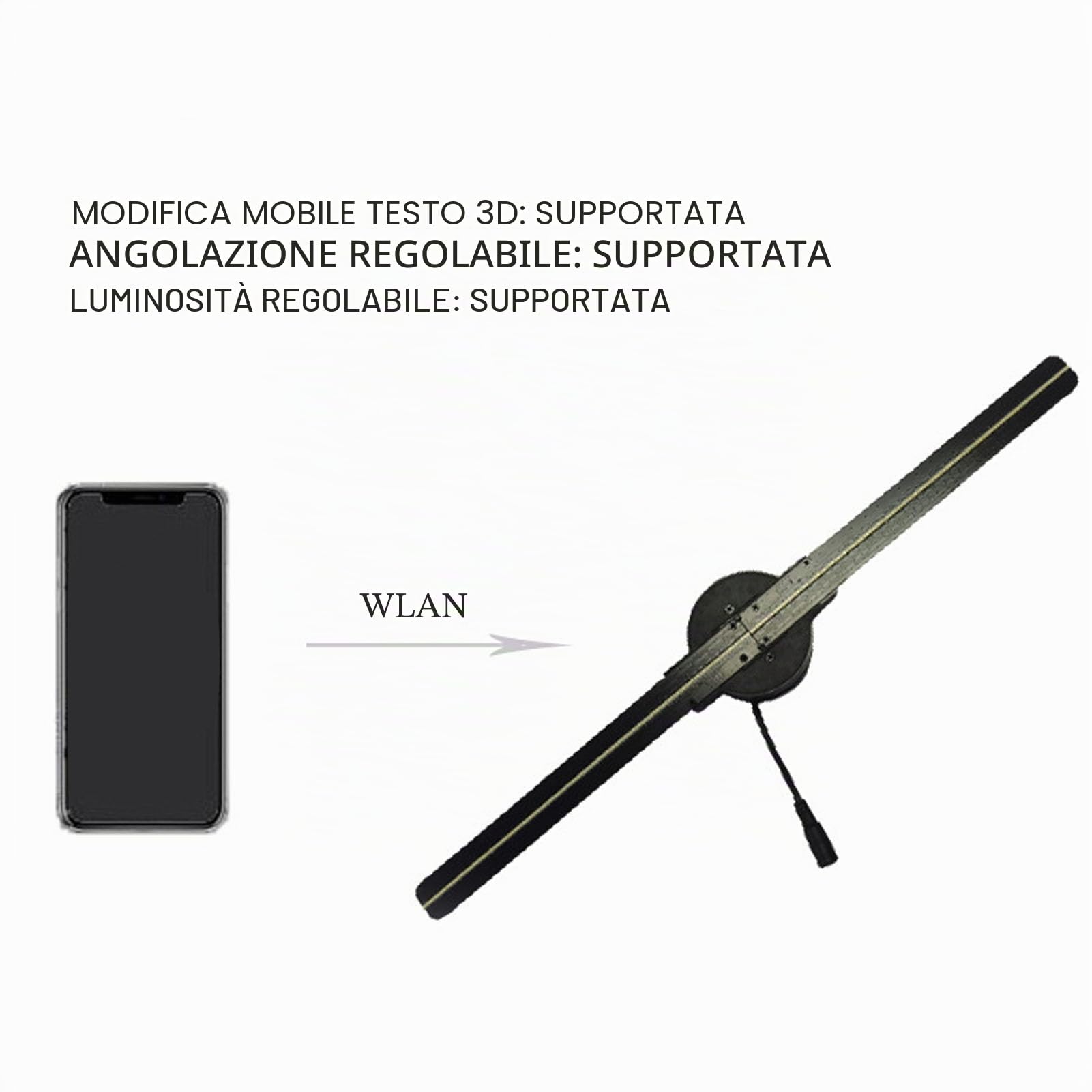 Ventilatore Ologramma 3D WiFi Proiettore Olografico 3D Display Pubblicitario Ventilatore 224 Perline LED Display Ad Alta Risoluzione per IOS (Spina europea)