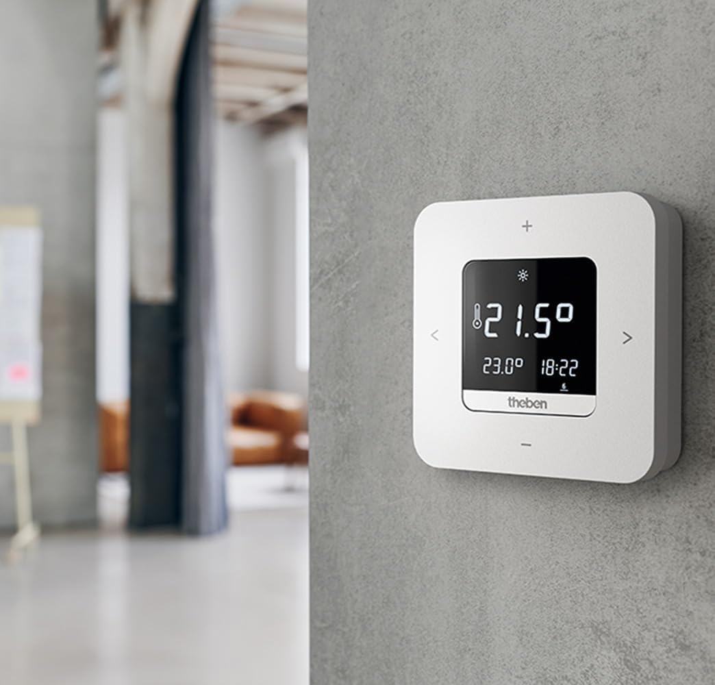 Theben 8120200 RAMSES 812 top3 cyfrowy termostat zegarowy wersja sieciowa | termostat pokojowy, obsługa na urządzeniu/aplikacją, Bluetooth BLE, wyświetlacz, 3 programy tygodniowe, sterowanie impulsowe