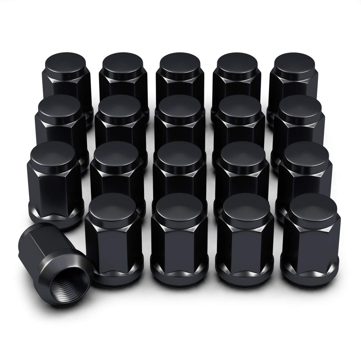 A-KARCK Wheel Lug Nuts 1/2"-20, Black Bulge Acorn Lug Nuts Closed End 20PCS, Cone Seat 1.38 inch Overall Tall 3/4 inch Hex