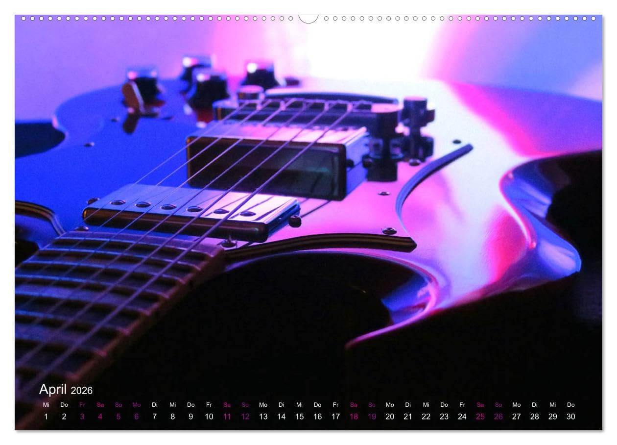 SPOTLIGHTS - Gitarren im Scheinwerferlicht (Wandkalender 2026 DIN A2 quer), CALVENDO Monatskalender: Surreale Reflexionen des Bühnenlichts (CALVENDO Kunst)
