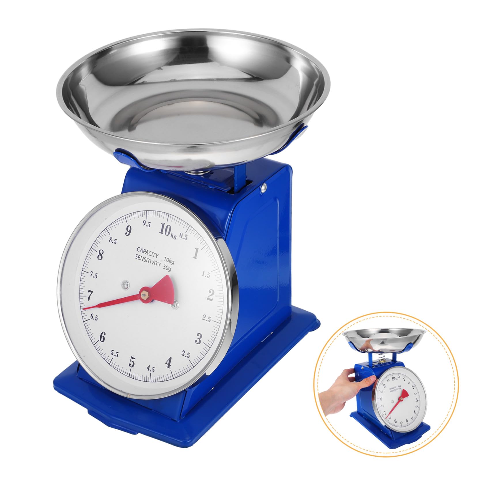 Retro Küchenwaage Mechanisch mit Großem Zifferblatt Abnehmbarem Tablett und 10kg Kapazität aus Eisen und Edelstahl zum Kochen und Backen