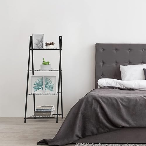 Miniatura 5 de NORCEESAN Estante de metal para plantas, estantería de escalera de 4 niveles, estante negro para plantas, estante de flores de interior, soporte de