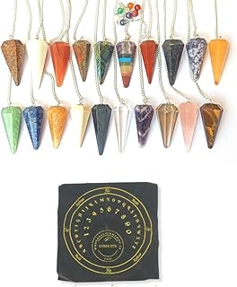 GEMSCITE Lot of 10 Pieces Gemstone Pendulums with Pendulum Board Fashion Powerful Meditation Psychic Success Gift FengShui Reiki Dowsing Energy Crystal Healing Metaphysical - Wholesale Bulk Set