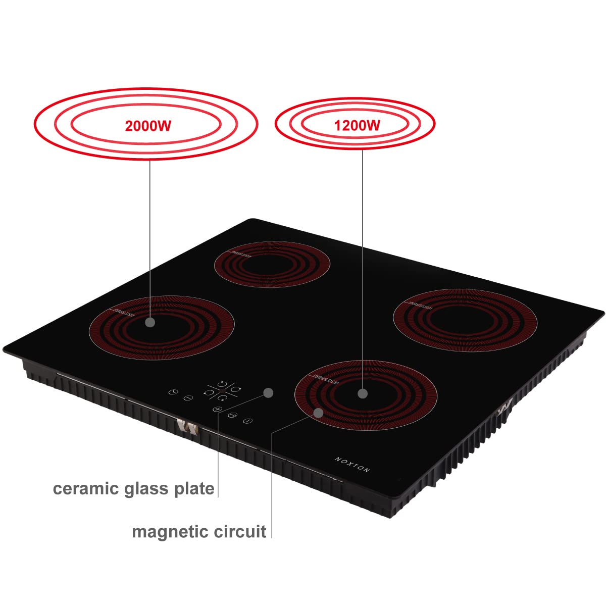 Buy NOXTON 4 Zone Induction Hob, Builtin Electric Hobs 60cm Cooktop