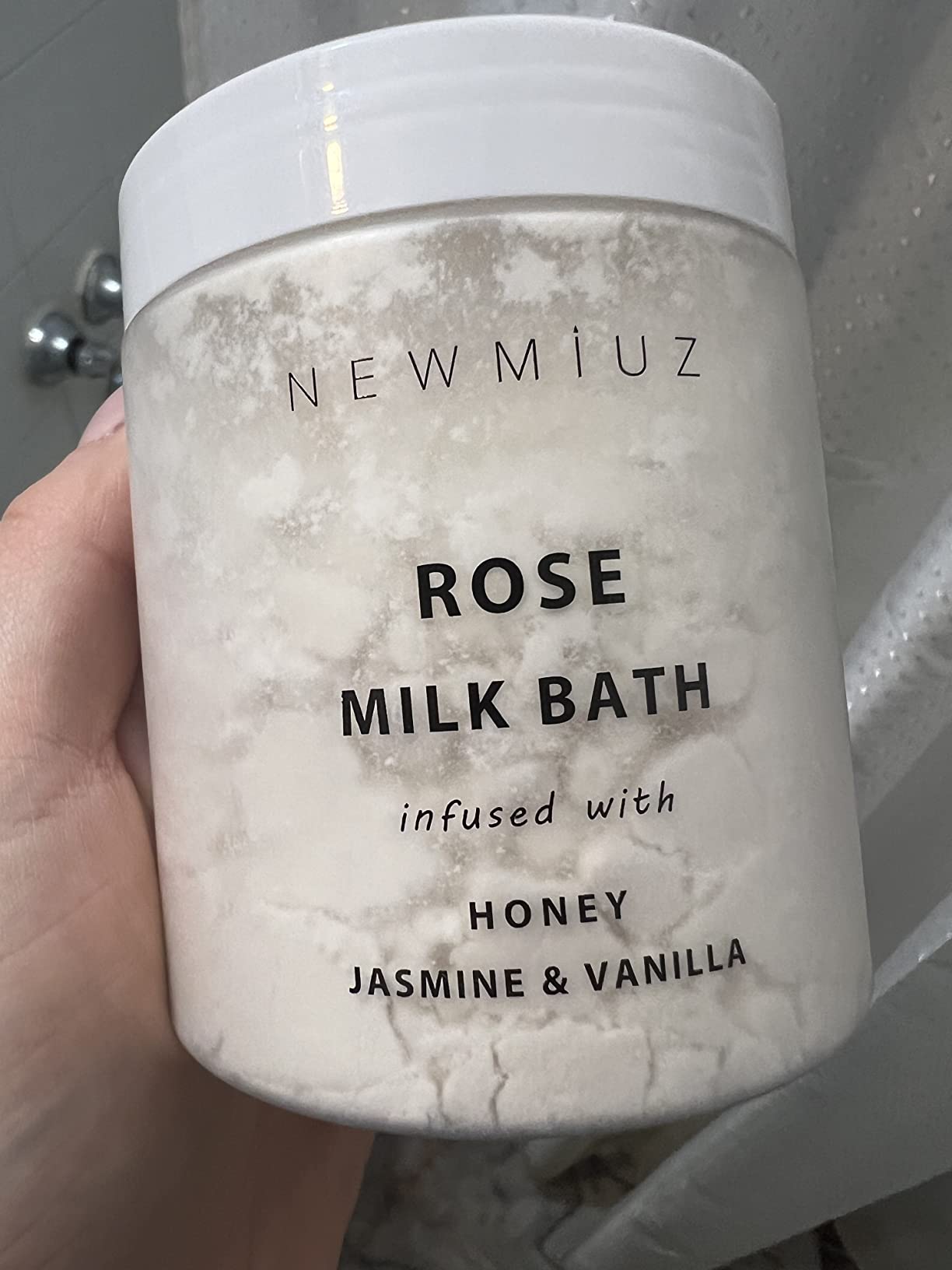 New Miuz Calming Rose Coconut Milk Bath Soak Moisturize Soften Skin Honey Jasmine Vanilla Destress Luxury Spa Bath Salt Powder Stress Relief 300 Grams