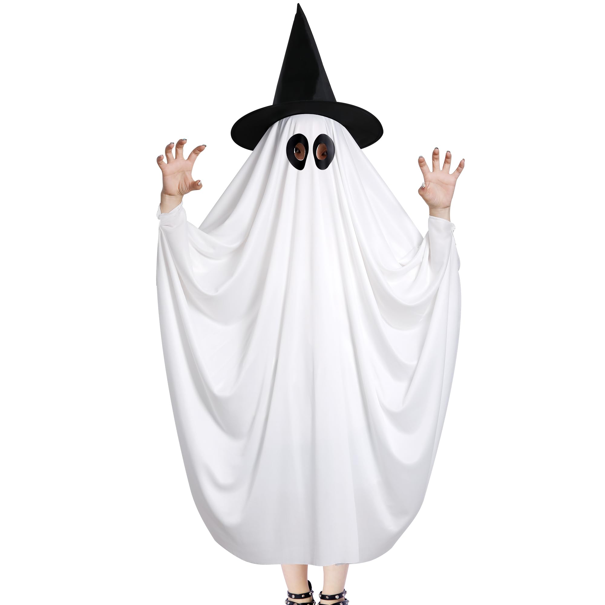 Purple Star Kids' Ghost Cloak Costume - Halloween Witch Hat & Cape - Cosplay Role Play, Fancy Dress Party Accessory