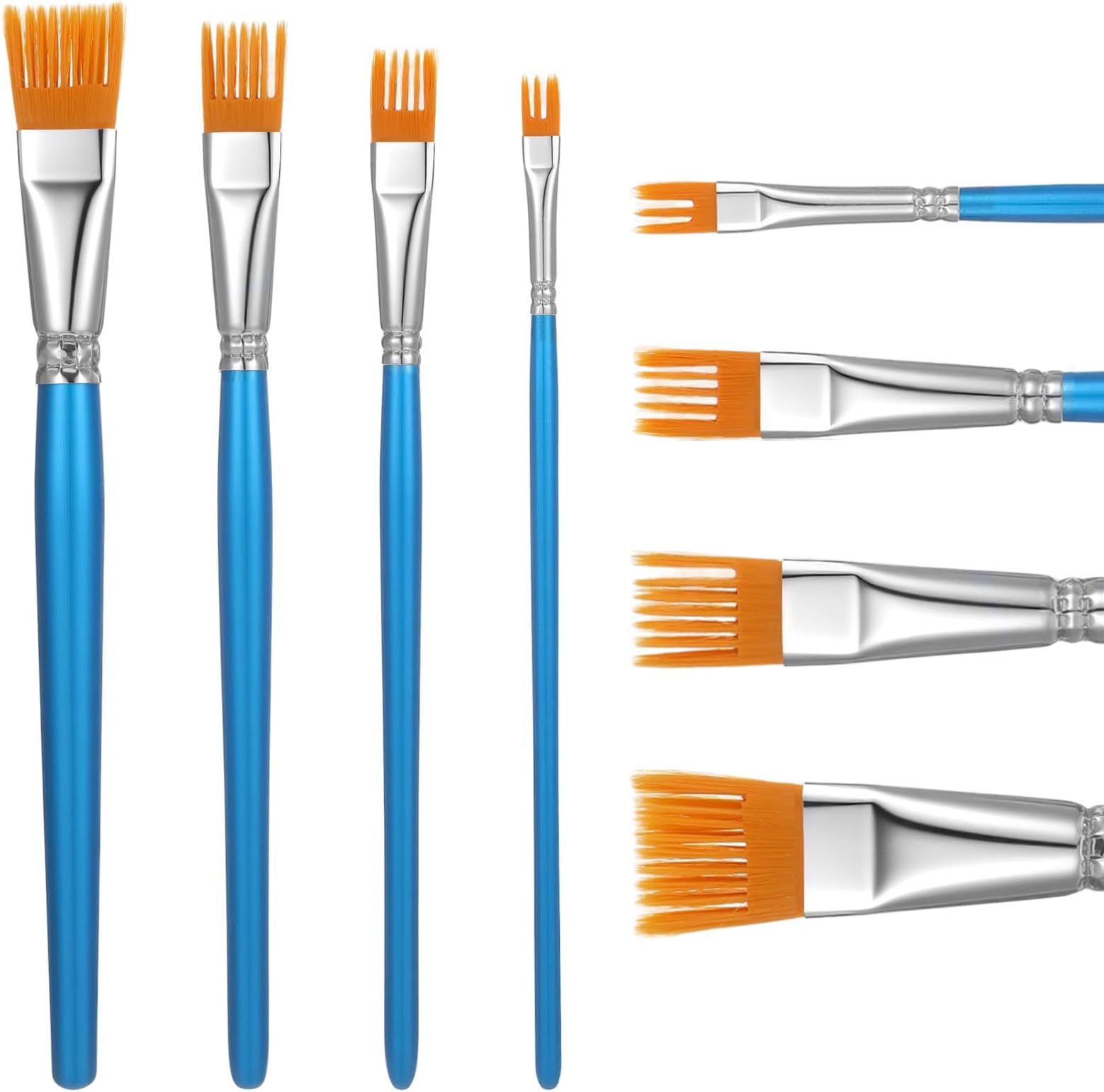 Nogeqi 4PCS Grainer Brush Set for Unique Texture, Professional Flat Comb Artist Paint Brushes for Acrylic Painting, Watercolor and Oil, Art Paint Brushes for Artists & Beginners (Blue)