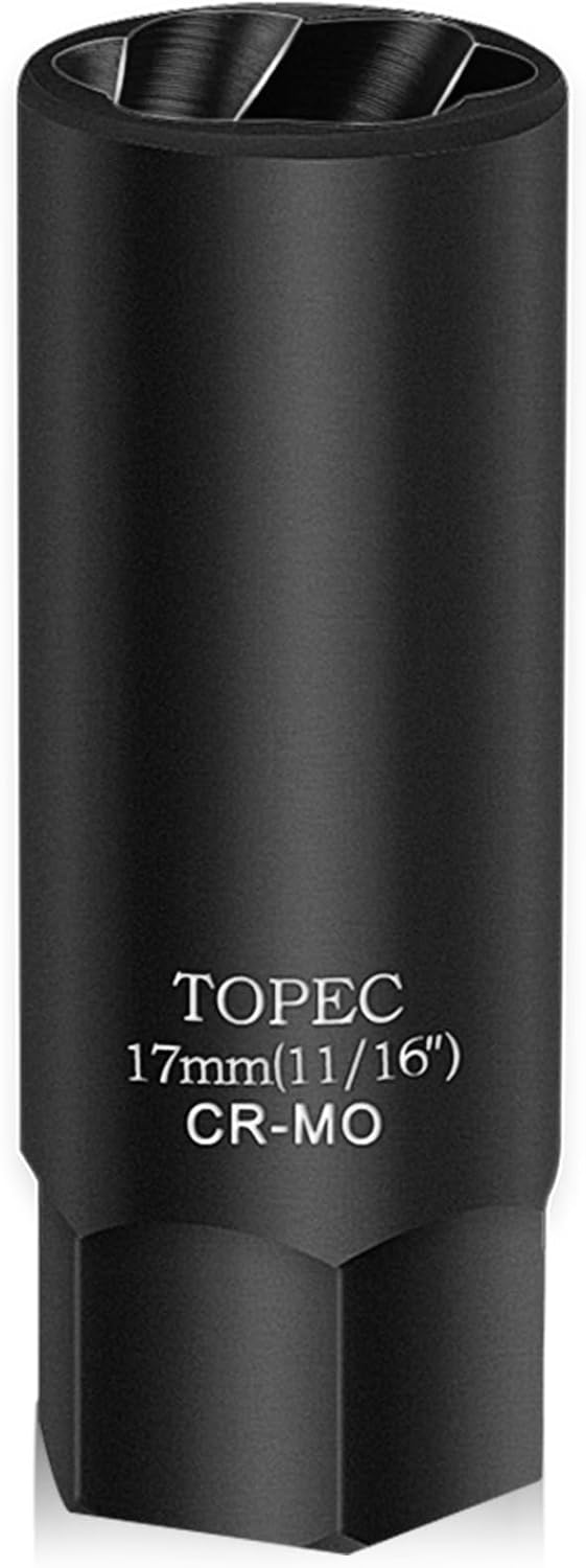Topec 15MM Deep Lug Nut Extractor Socket - 1/2" Drive Stripped Bolt Nut Remover