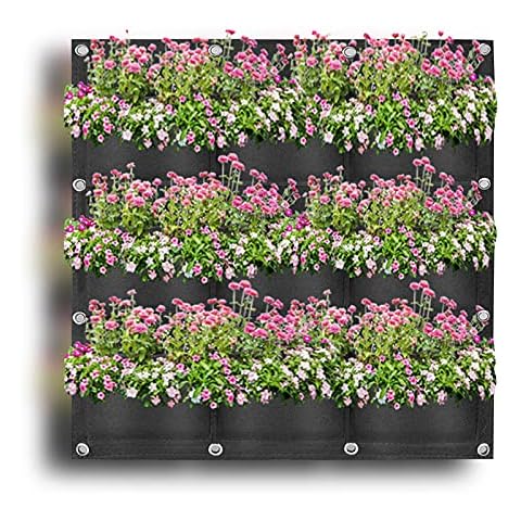 Plant Grow Bags for Vegetables Flower Strawberry Tomato Indoor Outdoor Patio Room,9 Pockets Smart Hanging Vertical & Wall Planters with Cloth Felt Fabric Pot,Planting Garden Pots Planter Bag Cover