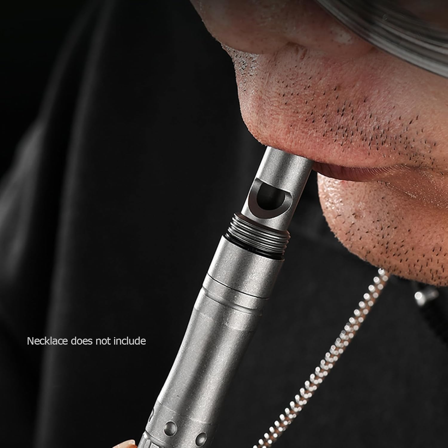 Hamans Titanium Mini Metal Pen with Whistle Function, 3.19" Spiral Cap Design Titanium Pocket Keychain Pen Lightweight Compact Size with Two Refills