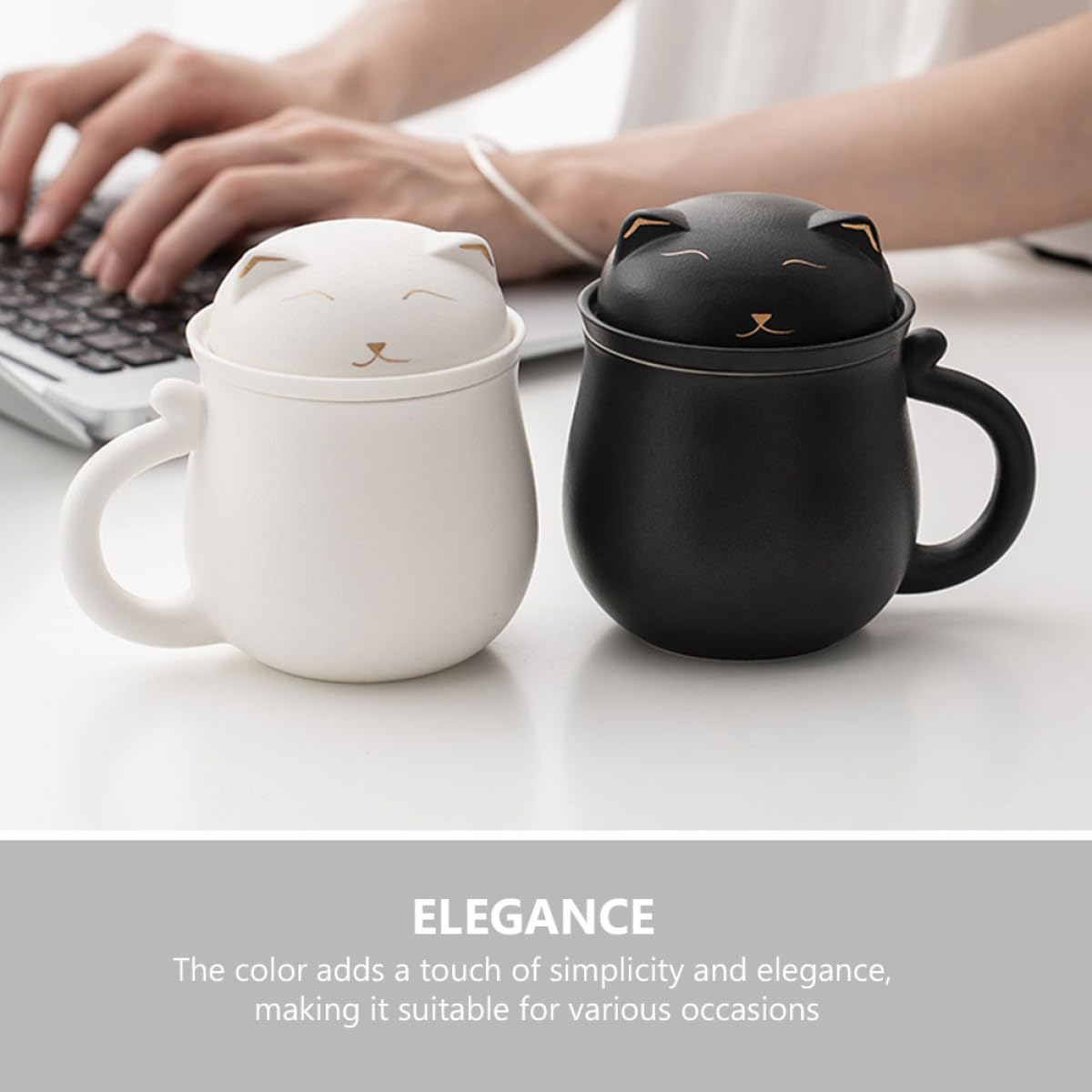 Tasse 350ml avec Passoire en Céramique Blanche pour Bureau | Séparation du Thé, Grosse Capacité, Protège le Bureau, Convient à Diverses Boissons, Usage Professionnel et Quotidien