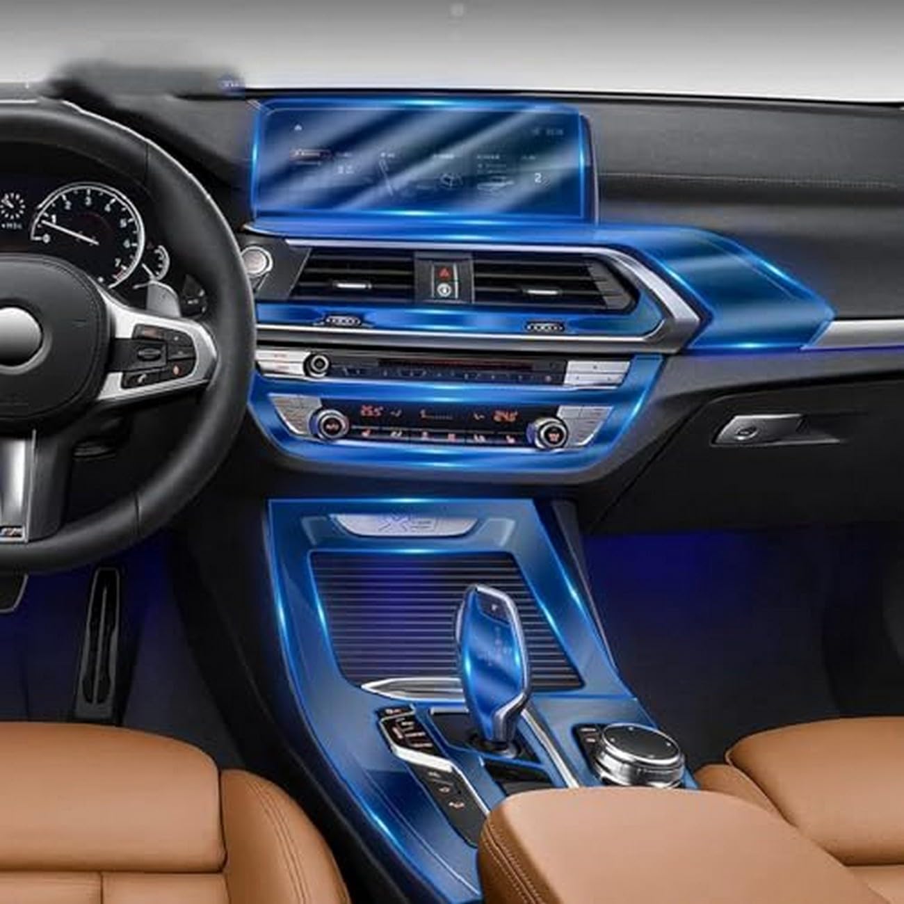 Película protectora de TPU contra arañazos en la consola central de BMW X3 y X4 3
