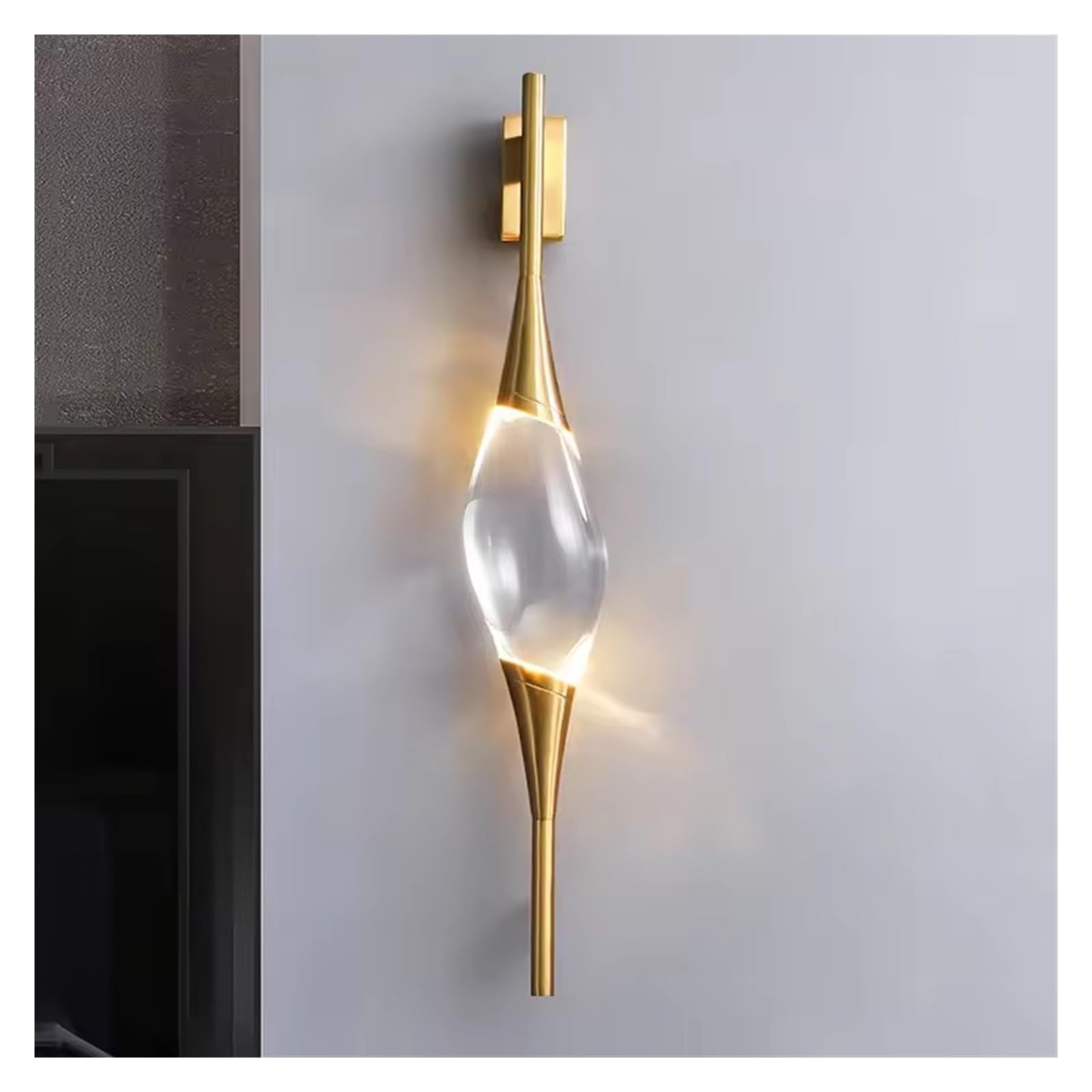 ASerZenith Crystal Wall Lamp Copper Body Sconce Light Bedside Stair For Loft Dining Living Room Bar Corridor Aisle(Cool White(5500-7000K))
