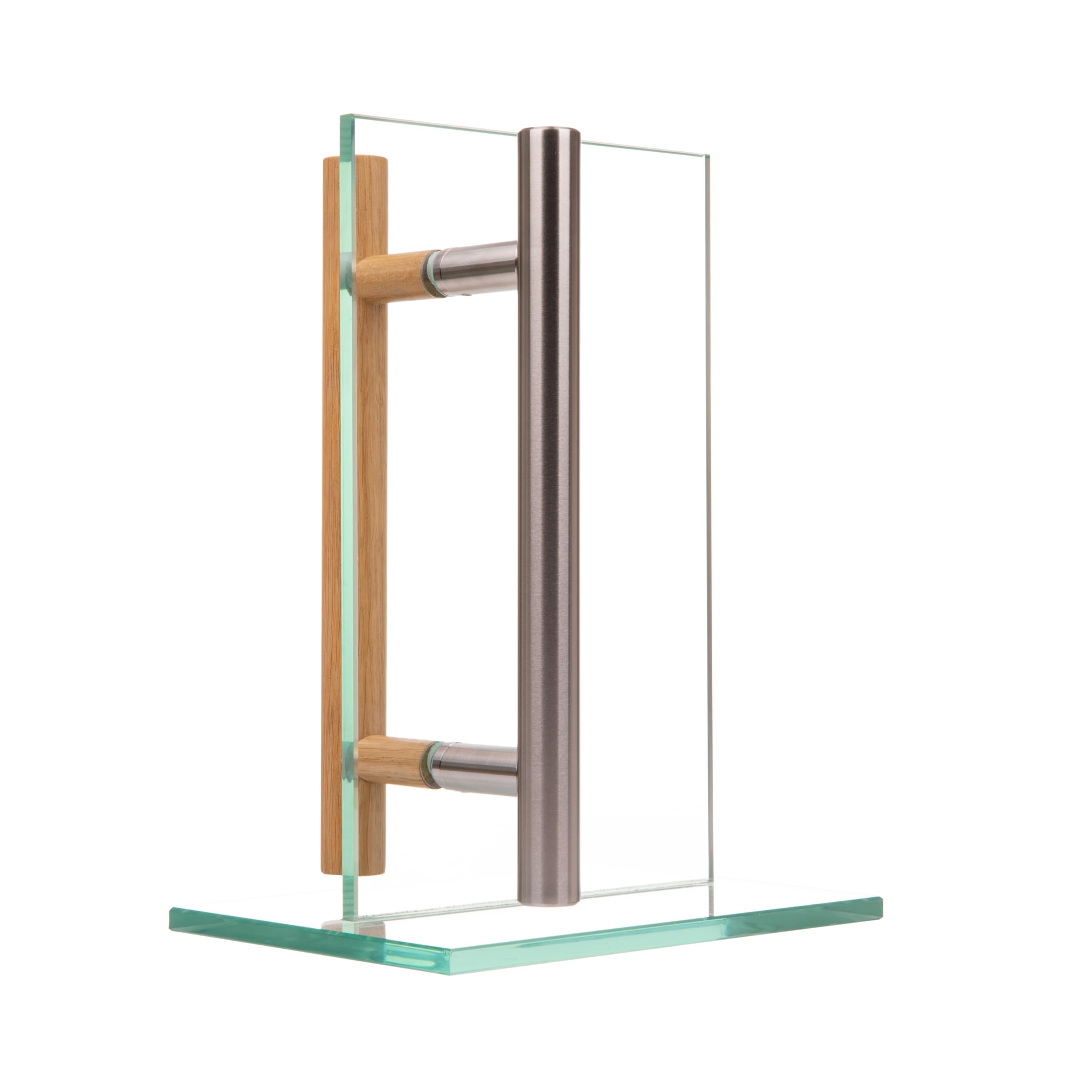 MLS Maniglia per sauna e SPA, Coppia di Maniglie per Porte, Sensazione Piacevole al Tatto, Combinazione di Maniglie in Acciaio Inox e Legno, per Porte Interne in Vetro e Legno, 600 mm