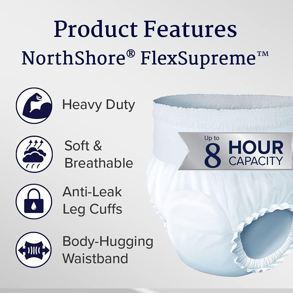 NorthShore FlexSupreme Pull-On Incontinence Underwear for Men and Women, Large, Pack/14 : Health & Household