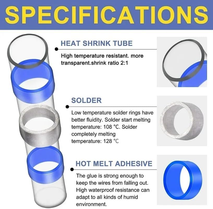 860pcs Waterproof Solder Seal Wire Connectors Snap Splice Electrical Cable Wire Connectors Heat Shrink Seal Butt Terminals Kit VUQLDHAYZ