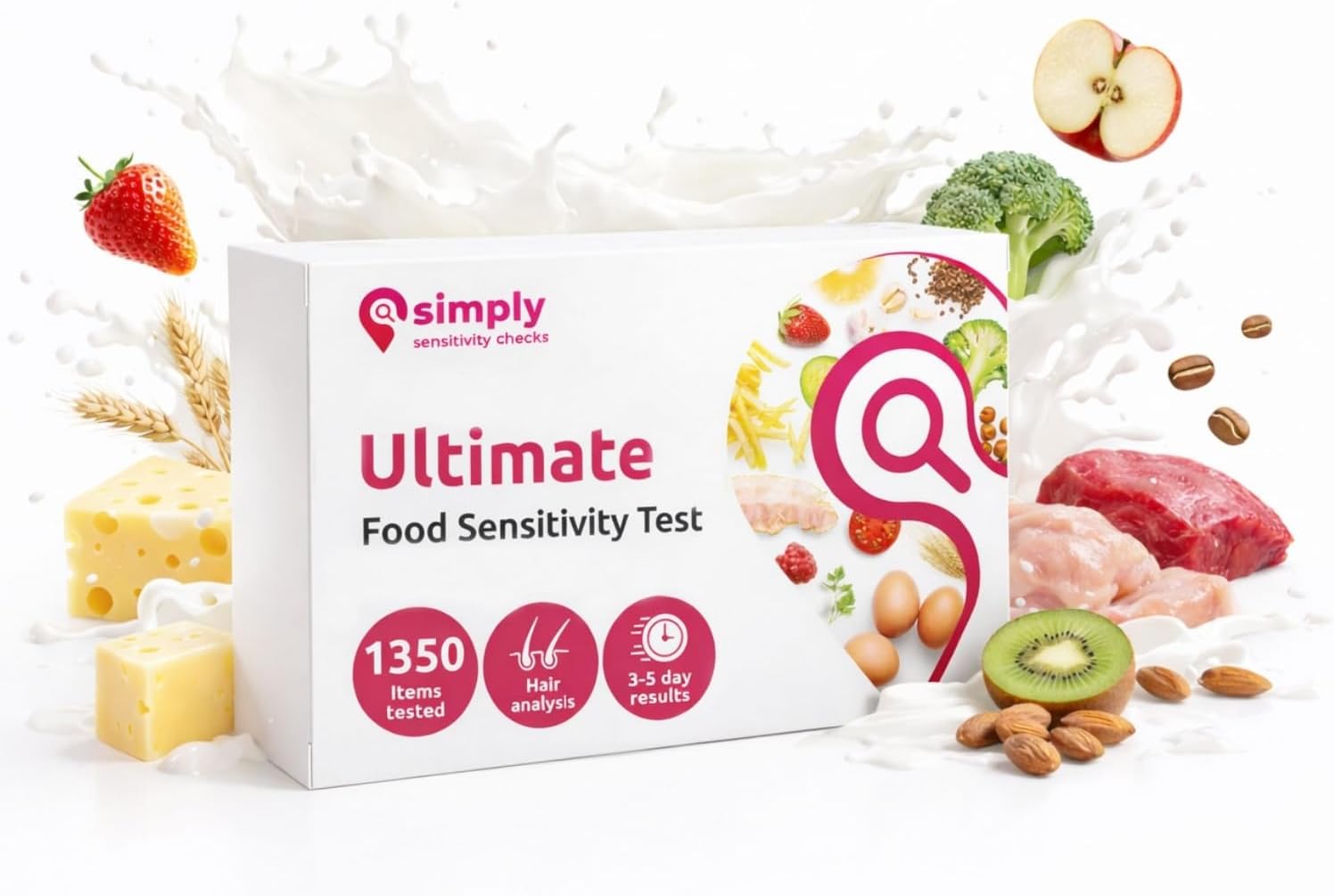 Simply Sensitivity Checks 1350+ Items Ultimate at Home Food Sensitivity Test Kit for Adults – Accurate Hair Strand Test for Gut Health, Digestion, Additives, Vitamins – Results in 3-5 Days