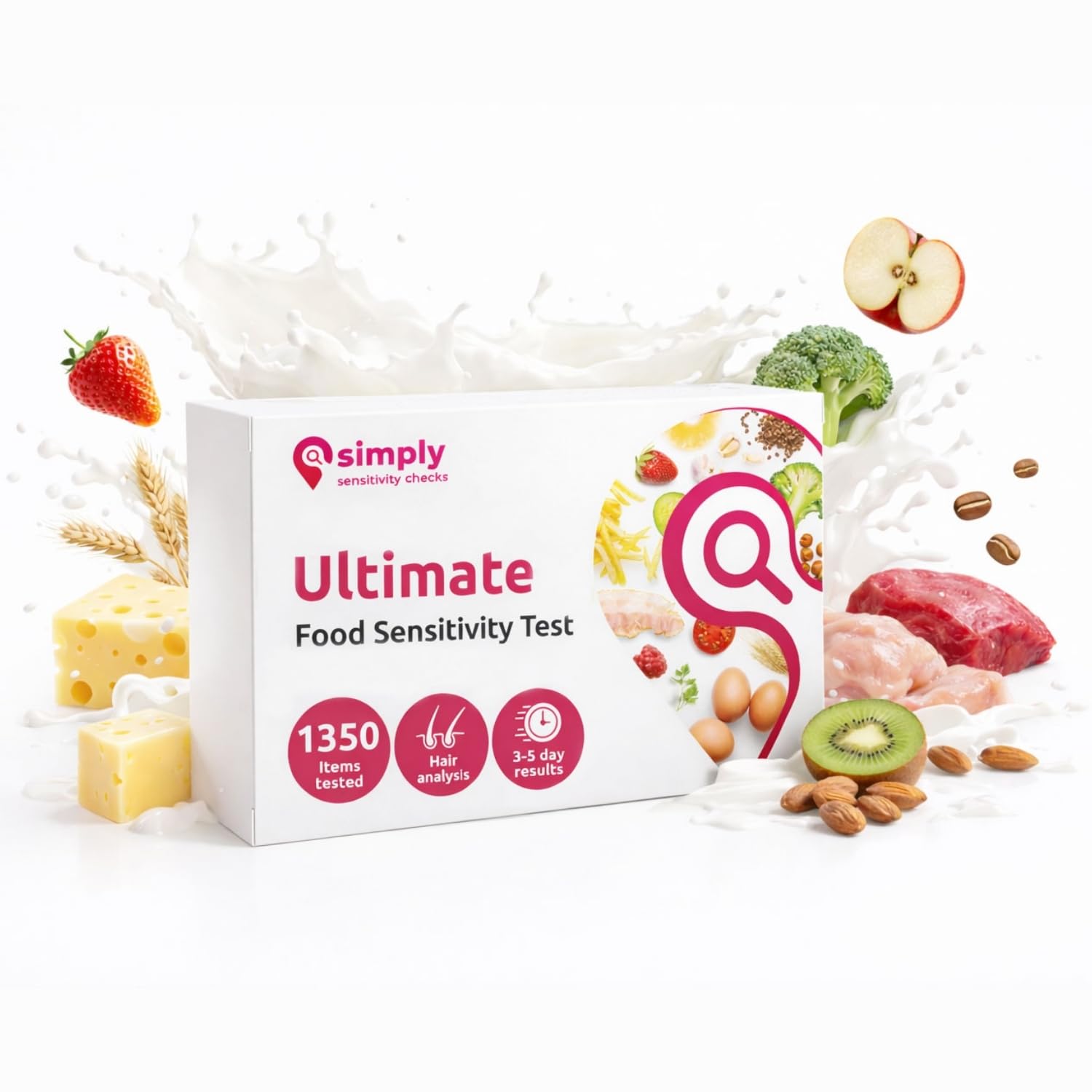 Simply Sensitivity Checks 1350+ Items Food Sensitivity Test Kit for Adults – Foods & Non-Foods, Including Lactose, Gluten, Vitamins, Minerals, Gut