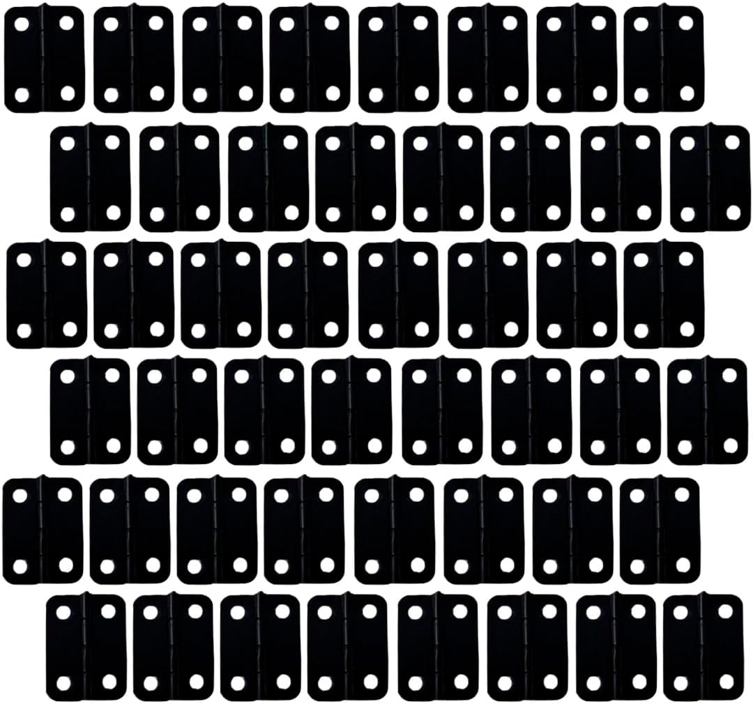 QCAA Solid Brass 180 Degree Mini Hinges, Jewery Box, Cabinet Butt Hinge, 24mm x 19mm(0.94" x 0.75"), Matte Black, Made in Taiwan, 24 Pair