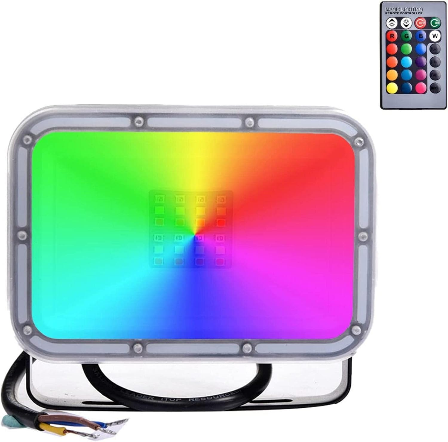 Houssem RGB LED Flood Lights, 20W Color Changing Outdoor Spotlight with Remote Control, IP67