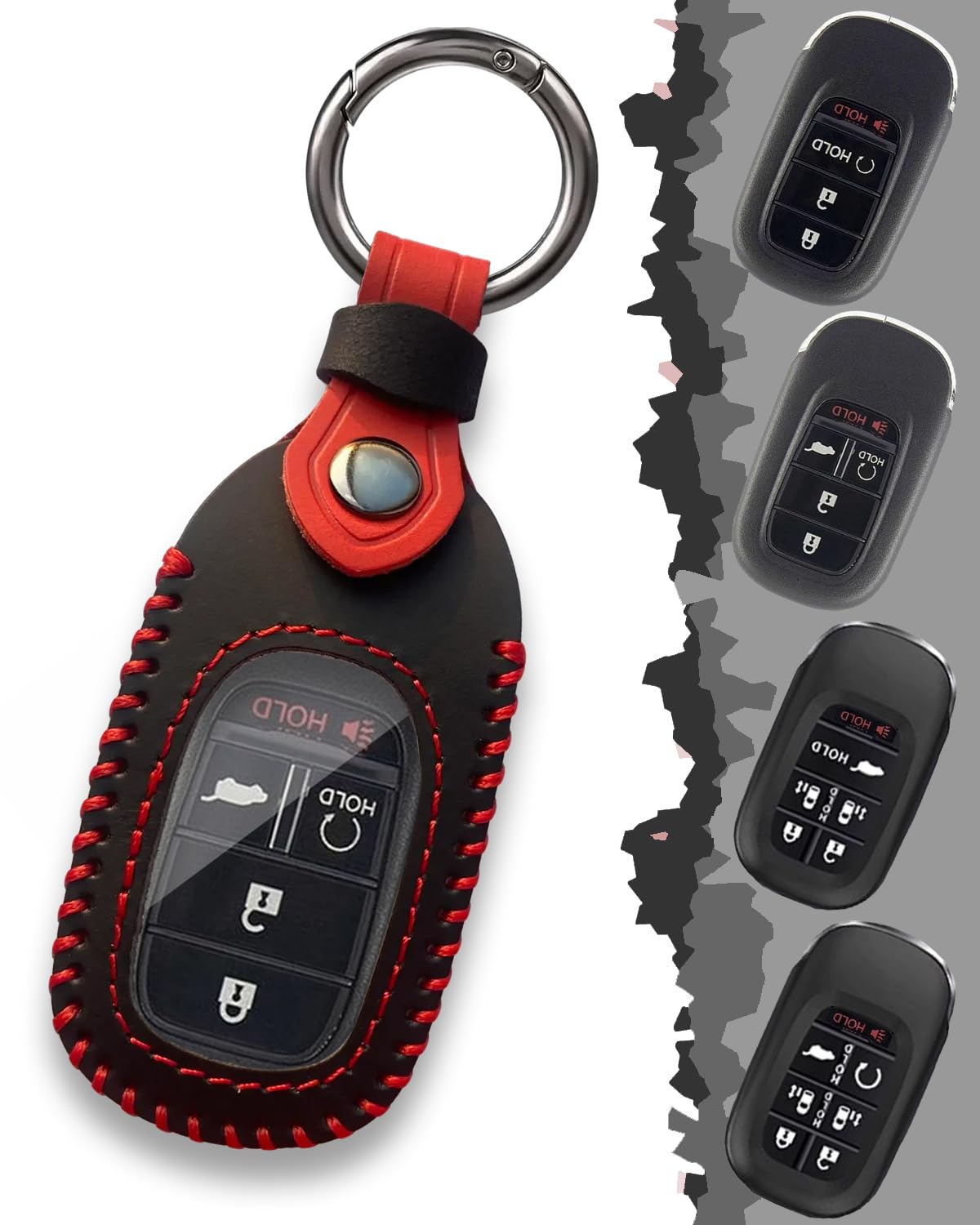 Funda de cuero para llavero Honda – para Accord Civic CR-V Pilot HR-V Sport 2025 2024 2023 2022 / Passport 2026 – Funda de cuero hecha a mano para mando a distancia inteligente (negro pirata, 2-7