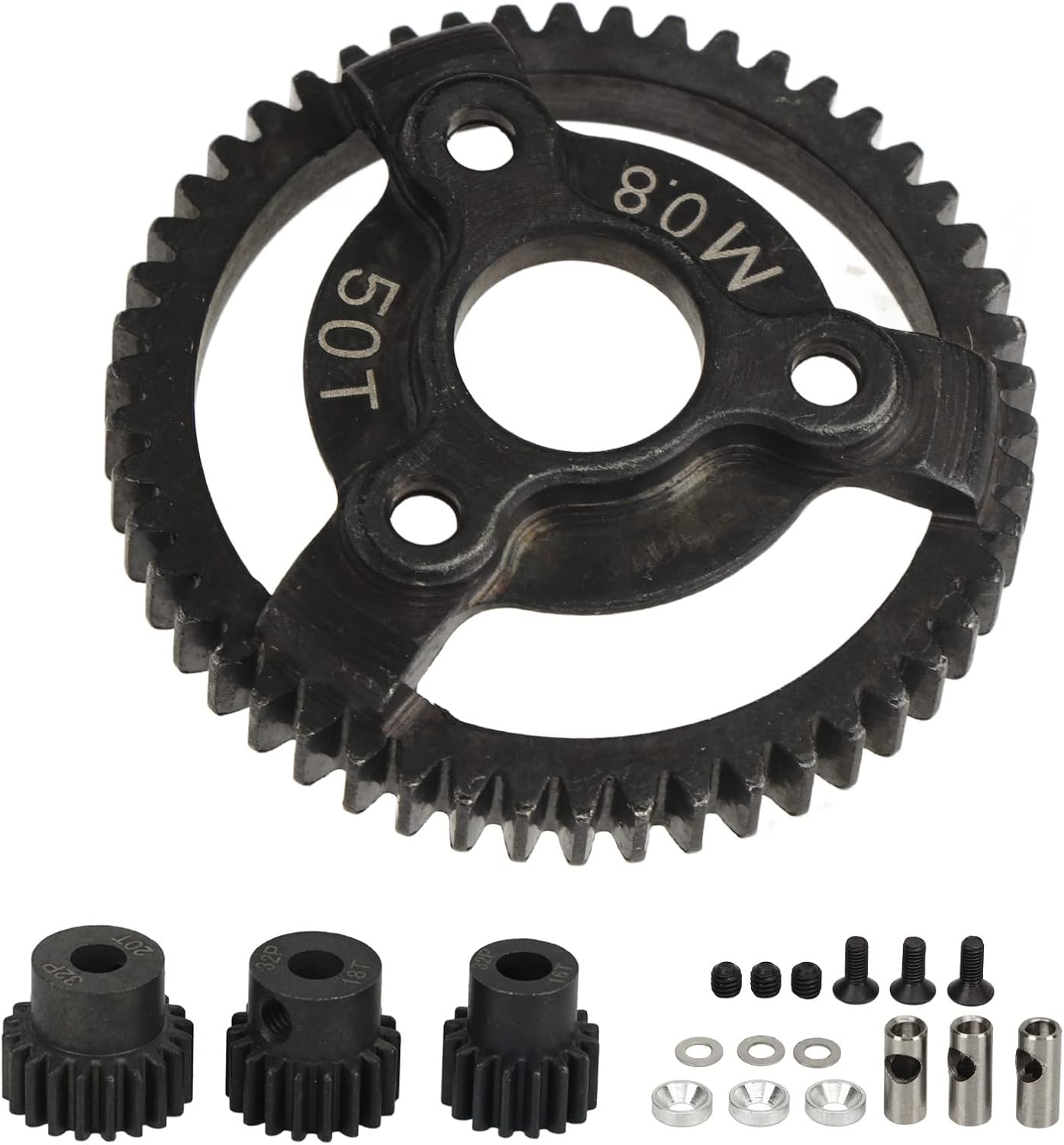 Slash 2WD 1/10 RC Car Gear Set Black 50T Large 16T-20T Pinion Gears 4 Pcs