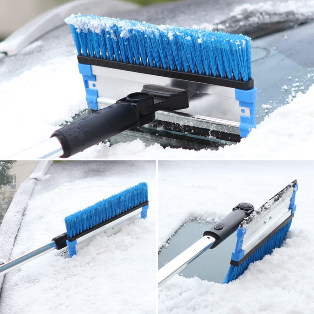 Raschiaghiaccio per Auto Spazzola da Neve Estensibile con Scivolo per Neve e Design scalabile, Angolo Regolabile a 180° della Testa della Spazzola
