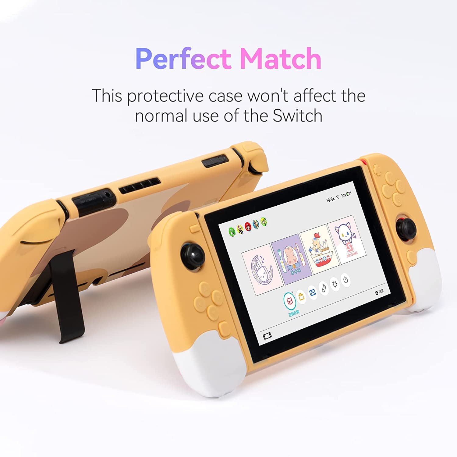 GeekShare Coque de protection en silicone souple compatible avec la console Nintendo Switch et Joy Con - Absorption des chocs et anti-rayures Coque fine avec design ergonomique pour Switch