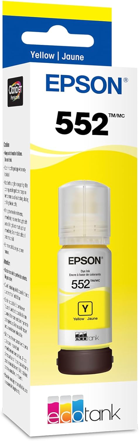 Epson 552 EcoTank Ink Ultra-high Capacity Bottle Yellow (T552420-S) Works with ET-8500, 8550