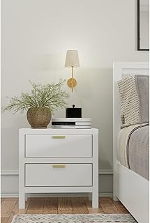 Alpine Furniture Carmel 2 Drawer Nightstand, White