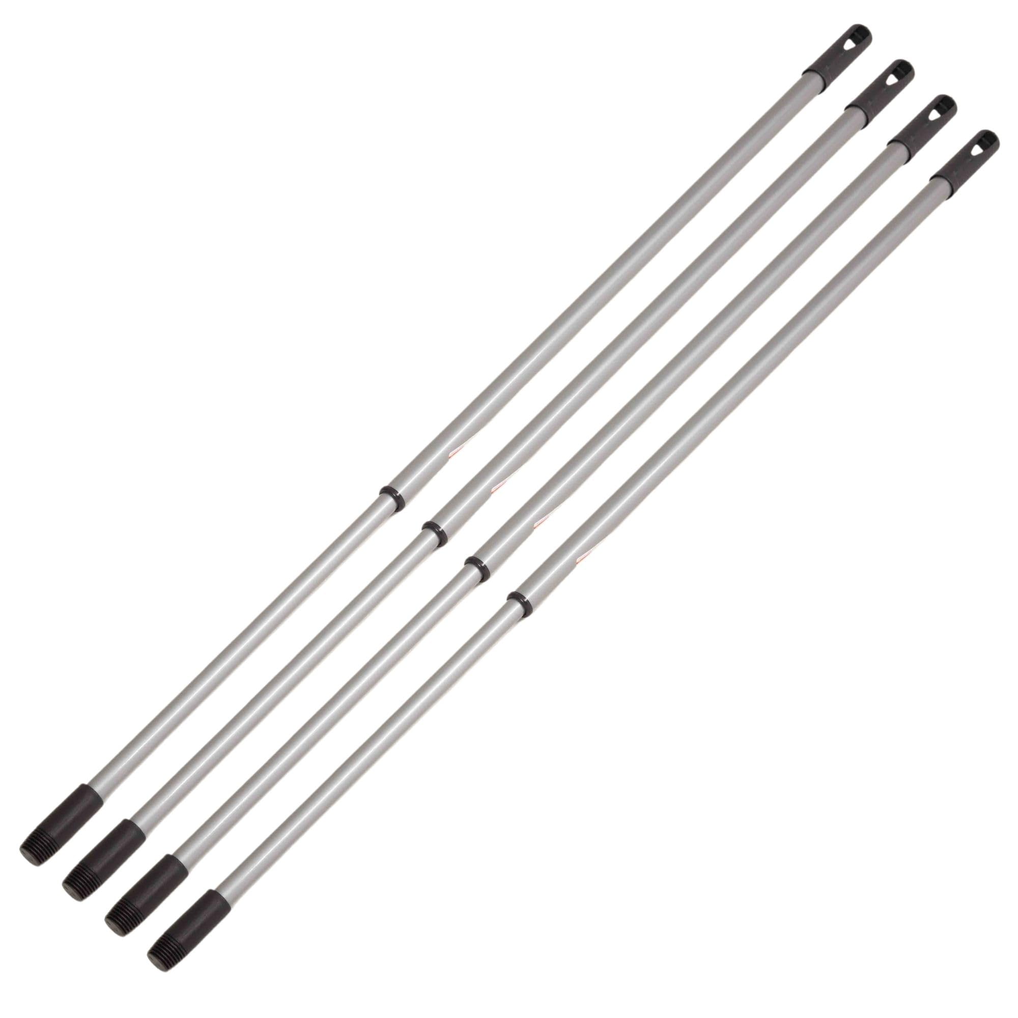 Novaliv Lot de 4 manches de balai télescopiques avec filetage 79-130 cm - En métal argenté - Pour balai - Filetage allemand - Tige universelle de rechange