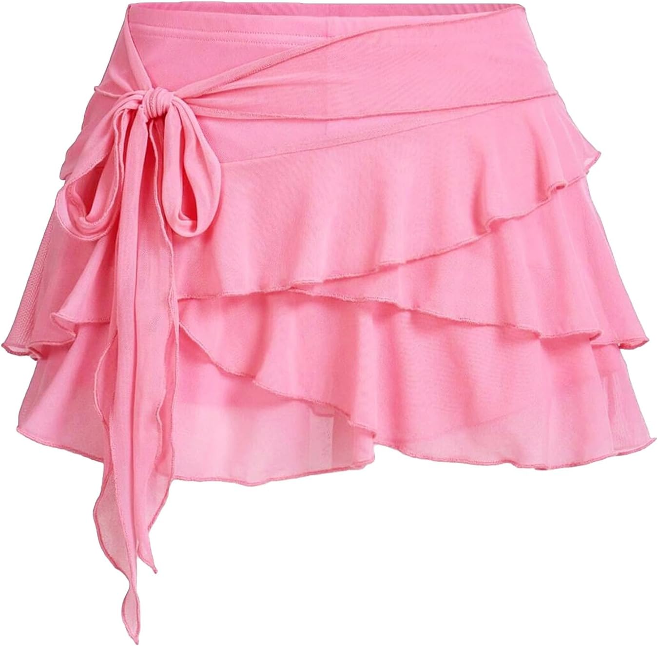 Women's Mini Ruffle Skirt Y2K Cute Mesh Flowy Pleated Layered Skort with Shorts for Casual Party