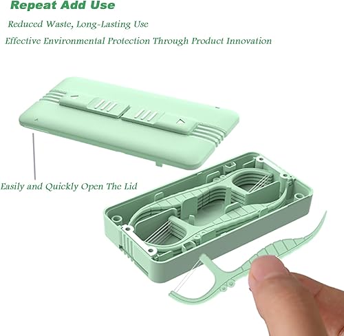 Miniatura 5 de Holy rose Palillos de hilo dental sabor menta, dispensador de hilo dental de viaje, caja de 2 unidades, funda de hilo dental portátil, 10
