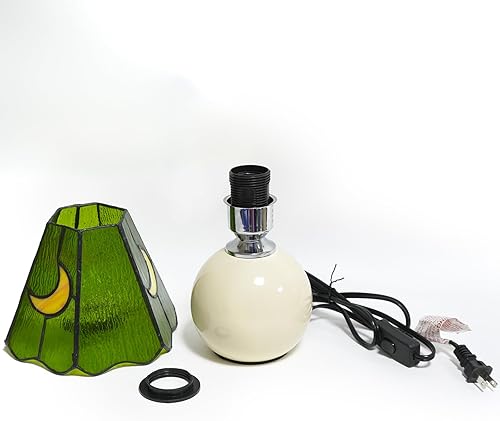 Miniatura 8 de Tiffany - Lámpara de luna de cristal manchado, bonita lámpara de mesita de noche pequeña para sala de estar, decoración del hogar, regalo de