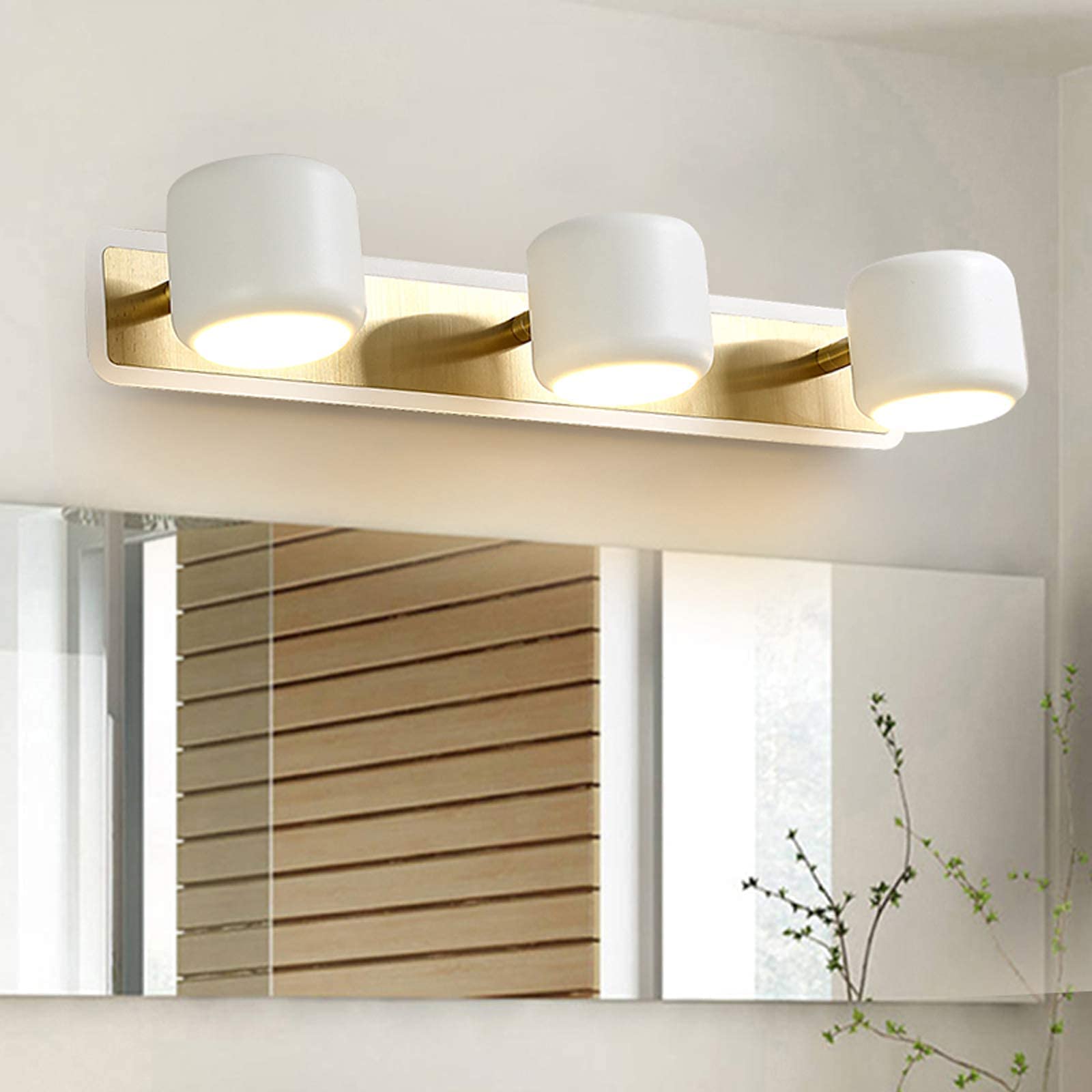 Światło Lustrzane Led,Regulowana Lampa Ścienna Lustrzana Wewnętrzna,Metalowa Akrylowa Wodoodporna Lampa Ścienna 2/3/4 Głowy,Do Toalet W Łazience/White/3 Heads 15W